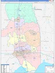 Hammond Metro Area Wall Map Color Cast Style 2026