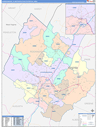 Harrisonburg Metro Area Wall Map Color Cast Style 2026
