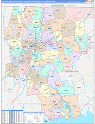 Hartford-West-Hartford-East-Hartford Color Cast<br>Wall Map