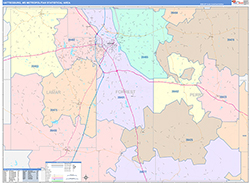 Hattiesburg Metro Area Wall Map Color Cast Style 2026