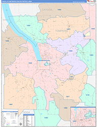 Ithaca Metro Area Wall Map Color Cast Style 2026