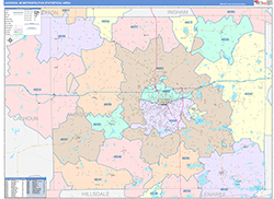 Jackson Metro Area Wall Map Color Cast Style 2026