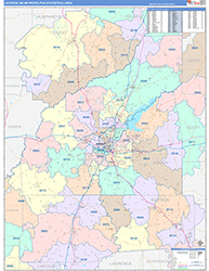 Jackson Metro Area Wall Map Color Cast Style 2026