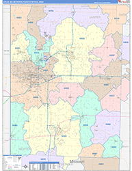 Joplin Metro Area Wall Map Color Cast Style 2026