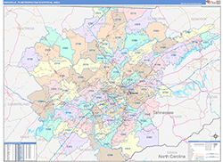 Knoxville Metro Area Wall Map Color Cast Style 2026