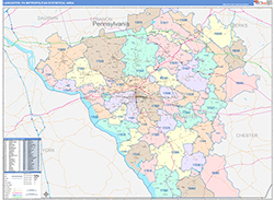 Lancaster Metro Area Wall Map Color Cast Style 2026