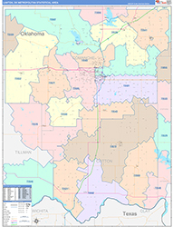 Lawton Metro Area Wall Map Color Cast Style 2026