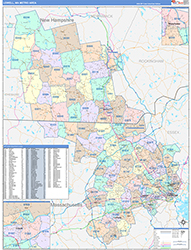 Lowell Metro Area Wall Map Color Cast Style 2026