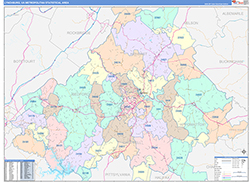 Lynchburg Metro Area Wall Map Color Cast Style 2026