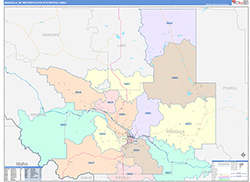 Missoula Metro Area Wall Map Color Cast Style 2026