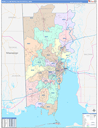 Mobile Metro Area Wall Map Color Cast Style 2026