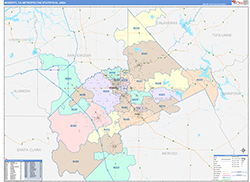 Modesto Metro Area Wall Map Color Cast Style 2026