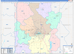 Muncie Metro Area Wall Map Color Cast Style 2026