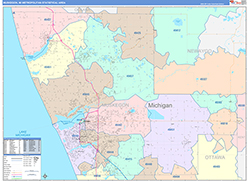 Muskegon Metro Area Wall Map Color Cast Style 2026