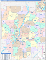 Peoria Metro Area Wall Map Color Cast Style 2026