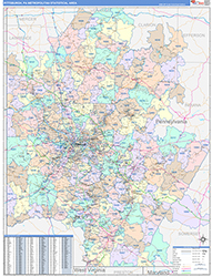 Pittsburgh Metro Area Wall Map Color Cast Style 2026