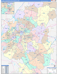 Raleigh Metro Area Wall Map Color Cast Style 2026
