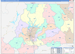 Redding Metro Area Wall Map Color Cast Style 2026