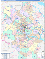 Richmond Metro Area Wall Map Color Cast Style 2026