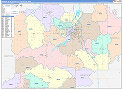 Saginaw Metro Area Wall Map Color Cast Style 2026