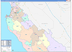 Salinas Metro Area Wall Map Color Cast Style 2026