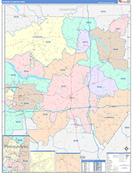 Sharon Metro Area Wall Map Color Cast Style 2026