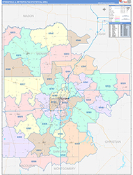 Springfield Metro Area Wall Map Color Cast Style 2026