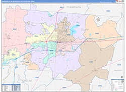 Springfield Metro Area Wall Map Color Cast Style 2026