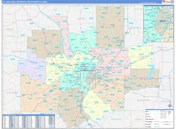 St. Louis Metro Area, MO Zip Code Maps Color Cast Style