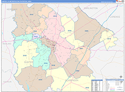 Sumter Metro Area Wall Map Color Cast Style 2026