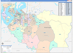 Tacoma Metro Area Wall Map Color Cast Style 2026