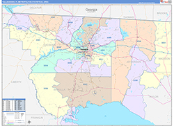 Tallahassee Metro Area Wall Map Color Cast Style 2026