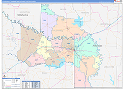 Texarkana Metro Area Wall Map Color Cast Style 2026