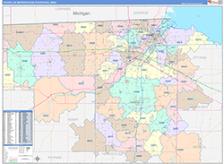 Toledo Metro Area Wall Map Color Cast Style 2026