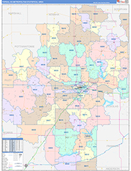 Topeka Metro Area Wall Map Color Cast Style 2026