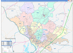Trenton Metro Area Wall Map Color Cast Style 2026