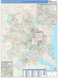 Washington-Arlington-Alexandria Metro Area, VA Zip Code Maps Color Cast Style