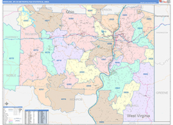 Wheeling Metro Area Wall Map Color Cast Style 2026
