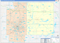 Akron Metro Area Wall Map Color Cast Style 2024