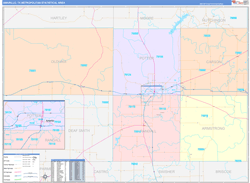 Amarillo Metro Area Wall Map Color Cast Style 2024
