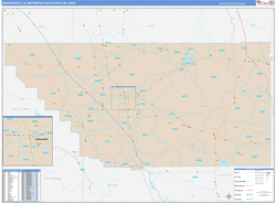 Bakersfield Metro Area Wall Map Color Cast Style 2024