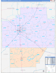 Bloomington Metro Area Wall Map Color Cast Style 2024