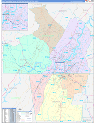 Chattanooga Metro Area Wall Map Color Cast Style 2024