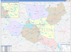 Columbia Metro Area Wall Map Color Cast Style 2024