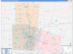 Dayton Metro Area Wall Map Color Cast Style 2024