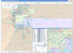 Denver Metro Area Wall Map Color Cast Style 2024