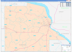 Dubuque Metro Area Wall Map Color Cast Style 2024