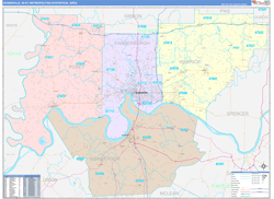 Evansville Metro Area Wall Map Color Cast Style 2024