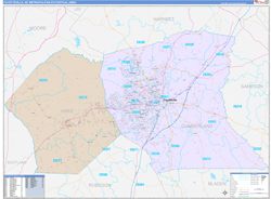 Fayetteville Metro Area Wall Map Color Cast Style 2024