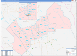 Fresno Metro Area Wall Map Color Cast Style 2024